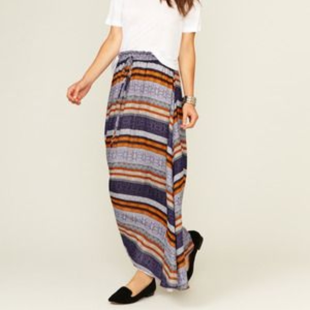 Sam & Lavi Dundee striped printed maxi skirt sz LG